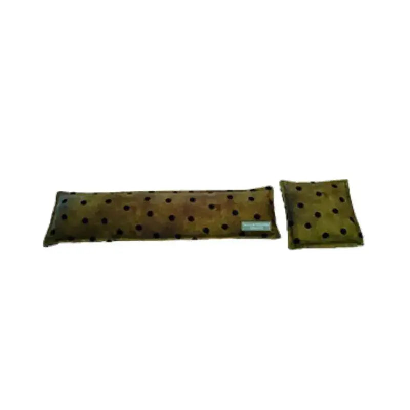 Wrist Rest and Mouse Pad wheat bag - flatlay - green dot