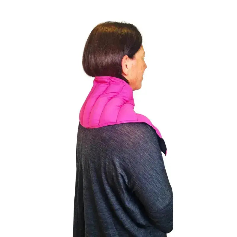 Fuchsia neck wheat bag side view
