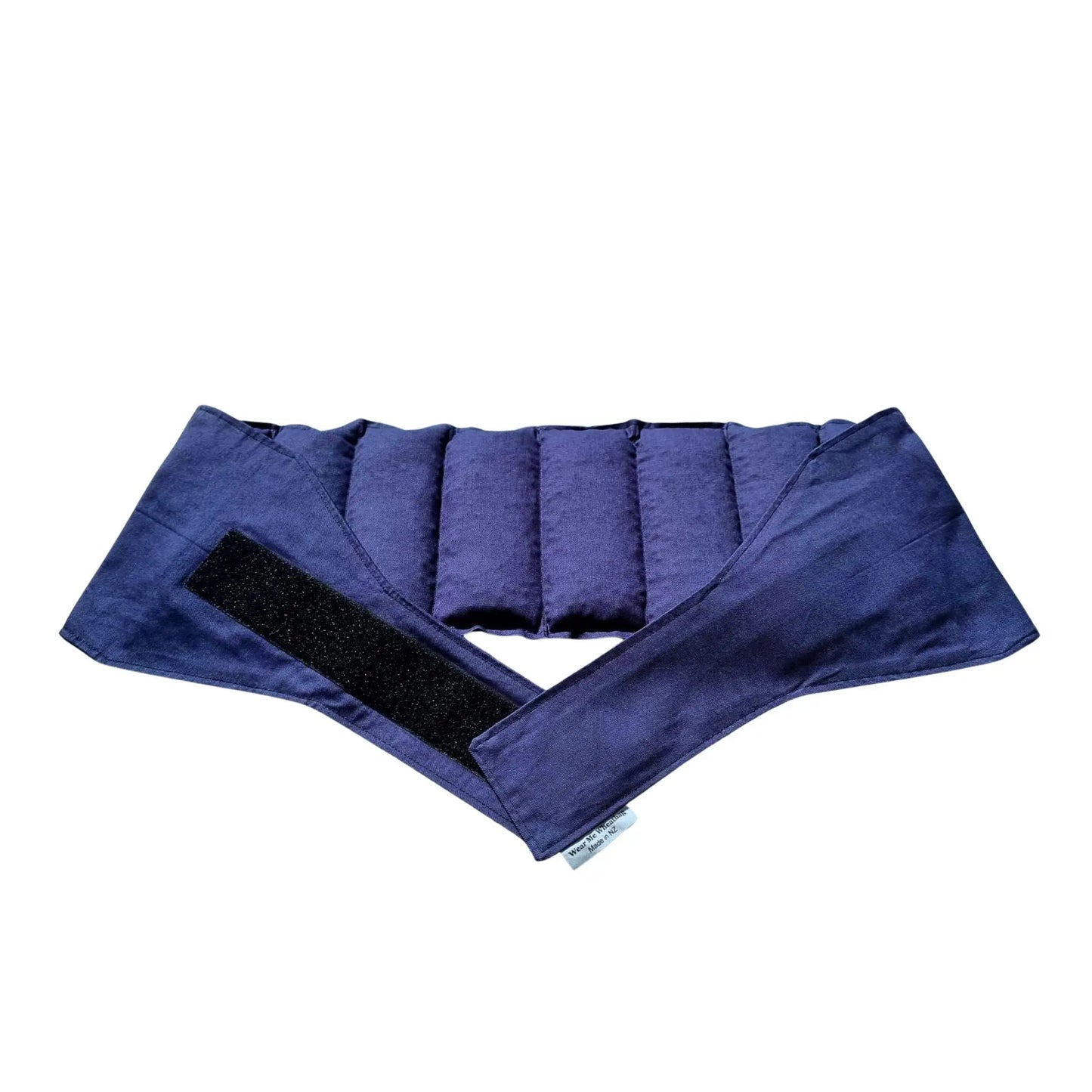 Navy waist wheat bag, flatlay, open view