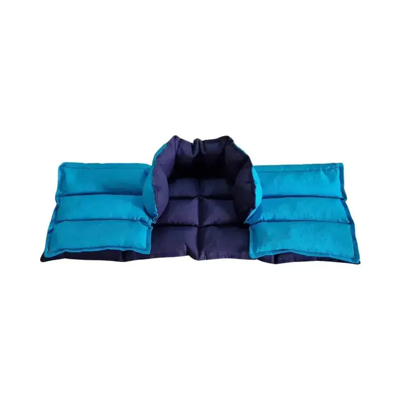 Turquoise neck & shoulder wheat bag folder in half