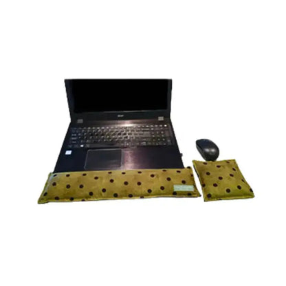 Wrist Rest and Mouse Pad wheat bags - green dot fabric