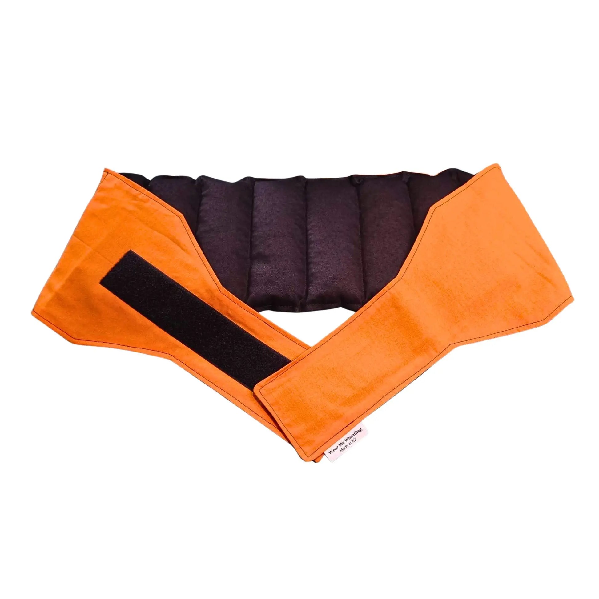 Orange waist wheat bag open view