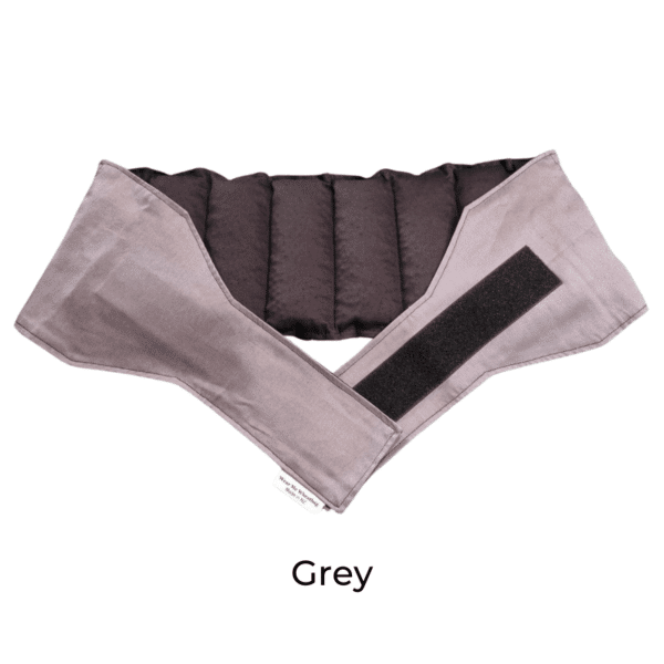 Flat lay of a Grey waist wheat bag