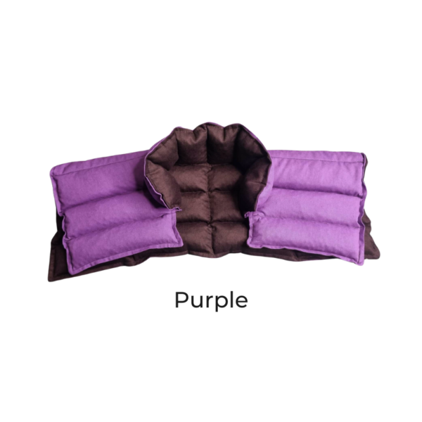 Purple neck shoulder wheat bag flatlay 2